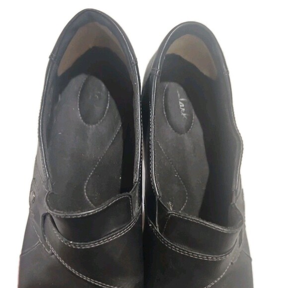 Clarks Shoes Womens Size 12 Black Slip On Comfort Leather Loafers - Picture 7 of 10